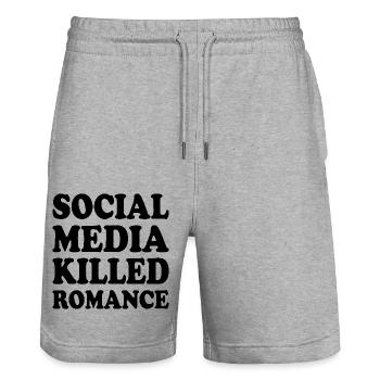 social media killed romance - Stanley/Stella Unisex Bio Joggingshorts Trainer  - Grau meliert - Vorne - Nik (191cm) & Marisol (170cm)