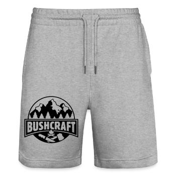 Bushcraft -Live the adventure Bushcrafter gift - Stanley/Stella Trainer Unisex Organic Jogging Shorts - heather grey - Front - Nik (191cm) & Marisol (170cm)