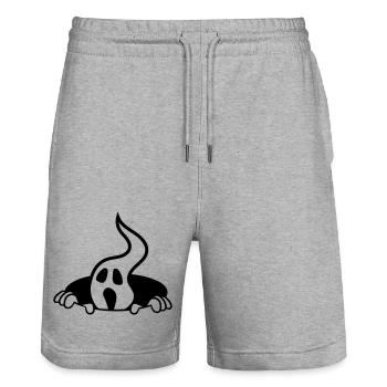 hole ground ghost haunted horror monster halloween g - Stanley/Stella Trainer Unisex Organic Jogging Shorts - heather grey - Front - Nik (191cm) & Marisol (170cm)