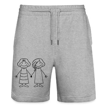 team freundin 2 freunde schwestern geschwister les - Stanley/Stella Unisex Bio Joggingshorts Trainer  - Grau meliert - Vorne - Nik (191cm) & Marisol (170cm)