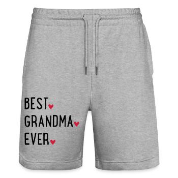 Granny - Stanley/Stella Trainer Unisex Organic Jogging Shorts - heather grey - Front - Nik (191cm) & Marisol (170cm)