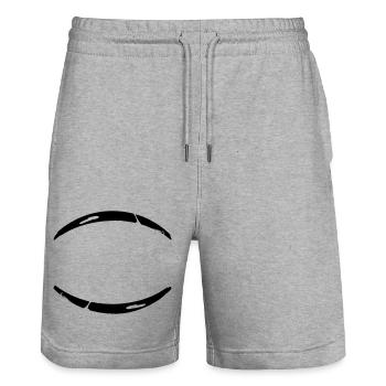 2 Graffiti brushstroke bow lines - Stanley/Stella Trainer Unisex Organic Jogging Shorts - heather grey - Front - Nik (191cm) & Marisol (170cm)