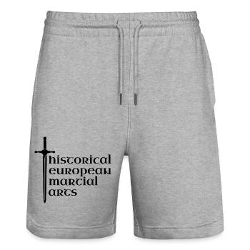 Historical European Martial Arts (HEMA) m. Schwert - Stanley/Stella Unisex Bio Joggingshorts Trainer  - Grau meliert - Vorne - Nik (191cm) & Marisol (170cm)