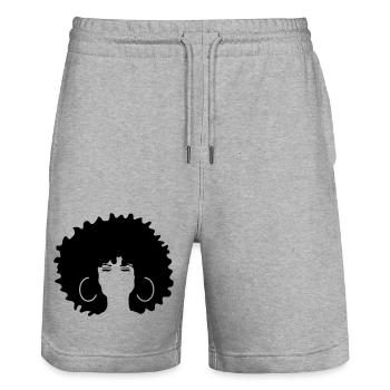 geschlossene augen schwarze frau afro frisur weibl - Stanley/Stella Unisex Bio Joggingshorts Trainer  - Grau meliert - Vorne - Nik (191cm) & Marisol (170cm)