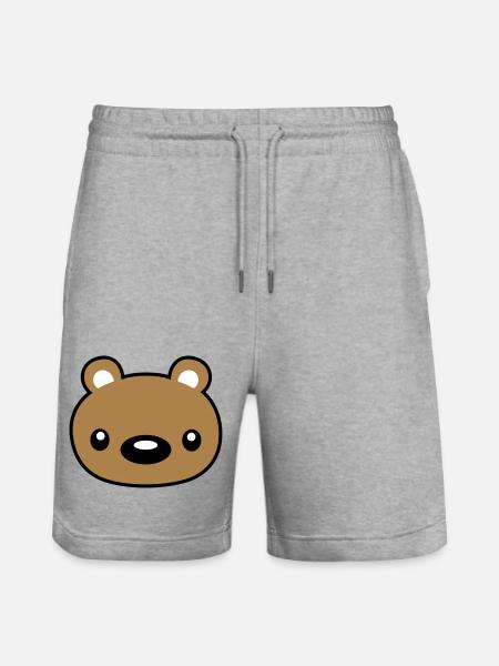 teddy face head cuddly toy - Stanley/Stella Trainer Unisex Organic Jogging Shorts - heather grey