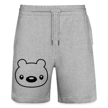 baer teddy gesicht kopf - Stanley/Stella Unisex Bio Joggingshorts Trainer  - Grau meliert - Vorne - Nik (191cm) & Marisol (170cm)
