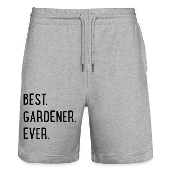 Meilleur jardinier - Short de jogging bio TRAINER Stanley/Stella unisexe - gris chiné - Devant - Nik (191cm) & Marisol (170cm)