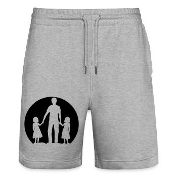 Logo father daughters - Stanley/Stella Trainer Unisex Organic Jogging Shorts - heather grey - Front - Nik (191cm) & Marisol (170cm)