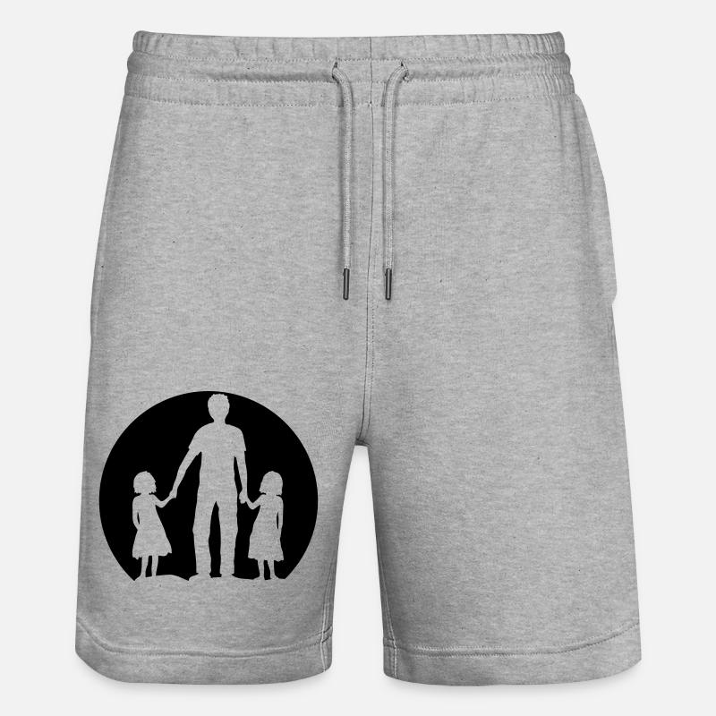 Logo Vater Töchter - Stanley/Stella Unisex Bio Joggingshorts Trainer  - Grau meliert