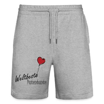 Weltbeste Patentante - Stanley/Stella Unisex Bio Joggingshorts Trainer  - Grau meliert - Vorne - Nik (191cm) & Marisol (170cm)