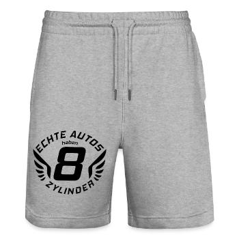 V8 Motor Engine US Car Muscle Car Hubraum Pick Up - Stanley/Stella Unisex Bio Joggingshorts Trainer  - Grau meliert - Vorne - Nik (191cm) & Marisol (170cm)