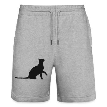 Chat chat animaux animaux - Short de jogging bio TRAINER Stanley/Stella unisexe - gris chiné - Devant - Nik (191cm) & Marisol (170cm)