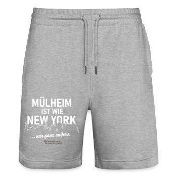 Mülheim ist wie New York - Stanley/Stella Unisex Bio Joggingshorts Trainer  - Grau meliert - Vorne - Nik (191cm) & Marisol (170cm)