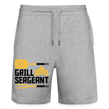 Grill Master Grill Sergent BBQ - Short de jogging bio TRAINER Stanley/Stella unisexe - gris chiné - Devant - Nik (191cm) & Marisol (170cm)