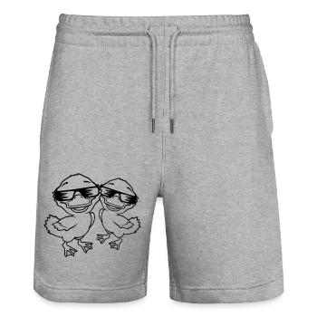 Team 2 cool ducklings - Stanley/Stella Trainer Unisex Organic Jogging Shorts - heather grey - Front - Nik (191cm) & Marisol (170cm)