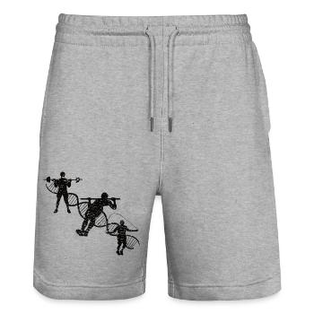 Fitness Bodybuilder Musculation Athlètes Muscle - Short de jogging bio TRAINER Stanley/Stella unisexe - gris chiné - Devant - Nik (191cm) & Marisol (170cm)