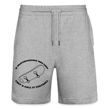 Skateboard Skater Sakten Skateboarding Longboard - Stanley/Stella Unisex Bio Joggingshorts Trainer  - Grau meliert - Vorne - Nik (191cm) & Marisol (170cm)