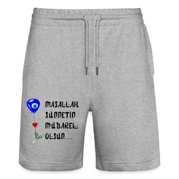 Sünnet mübarak olsun - Stanley/Stella Unisex Bio Joggingshorts Trainer  - Grau meliert - Vorne - Nik (191cm) & Marisol (170cm)