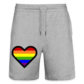 Lgbt Regenbogen herz - Stanley/Stella Unisex Bio Joggingshorts Trainer  - Grau meliert - Vorne - Nik (191cm) & Marisol (170cm)