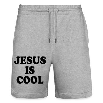 Jesus is cool - Stanley/Stella Trainer Unisex Organic Jogging Shorts - heather grey - Front - Nik (191cm) & Marisol (170cm)