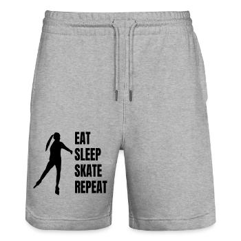 Rollschuh Inline Geschenk Inliner Skaterin skaten - Stanley/Stella Unisex Bio Joggingshorts Trainer  - Grau meliert - Vorne - Nik (191cm) & Marisol (170cm)