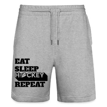 Eishockey Wintersport Geschenk Eishockeyteam - Stanley/Stella Unisex Bio Joggingshorts Trainer  - Grau meliert - Vorne - Nik (191cm) & Marisol (170cm)