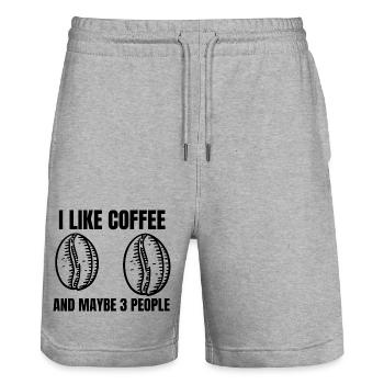 Coffee Cup Caffeine Gift Coffee Bean Coffee - Stanley/Stella Trainer Unisex Organic Jogging Shorts - heather grey - Front - Nik (191cm) & Marisol (170cm)