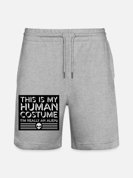 human costume alien quote - Stanley/Stella Trainer Unisex Organic Jogging Shorts - heather grey