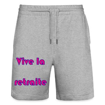 RETRAITE. RETRAITE. RETRAITEE. RETRAITE - Short de jogging bio TRAINER Stanley/Stella unisexe - gris chiné - Devant - Nik (191cm) & Marisol (170cm)