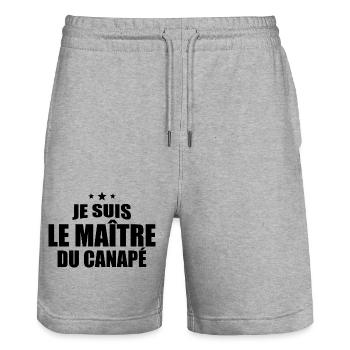 Je Suis Le Maître Du Canapé - Short de jogging bio TRAINER Stanley/Stella unisexe - gris chiné - Devant - Nik (191cm) & Marisol (170cm)