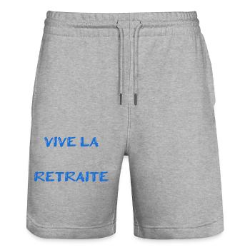 RETRAITE. RETRAITE. RETRAITEE. RETRAITE - Short de jogging bio TRAINER Stanley/Stella unisexe - gris chiné - Devant - Nik (191cm) & Marisol (170cm)