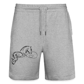 Love my horse - Stanley/Stella Unisex Bio Joggingshorts Trainer  - Grau meliert - Vorne - Nik (191cm) & Marisol (170cm)