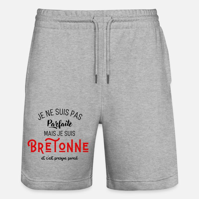 Pas parfaite mais bretonnne - Short de jogging bio TRAINER Stanley/Stella unisexe - gris chiné