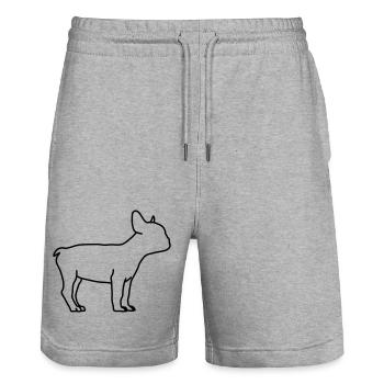 English bulldog lineart 1 - Stanley/Stella Trainer Unisex Organic Jogging Shorts - heather grey - Front - Nik (191cm) & Marisol (170cm)