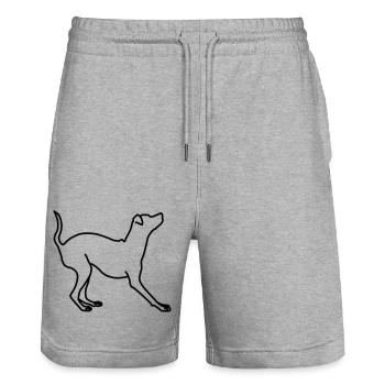 Miniature Pinscher Lineart 1 - Stanley/Stella Trainer Unisex Organic Jogging Shorts - heather grey - Front - Nik (191cm) & Marisol (170cm)