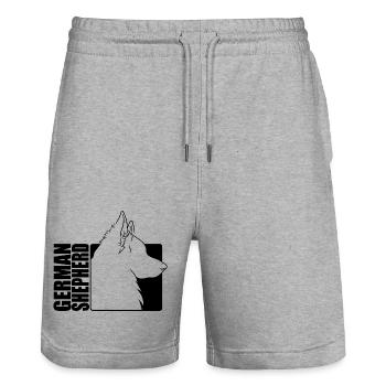 German Shepherd Dog Profil Hunde Hund Wilsigns - Stanley/Stella Unisex Bio Joggingshorts Trainer  - Grau meliert - Vorne - Nik (191cm) & Marisol (170cm)