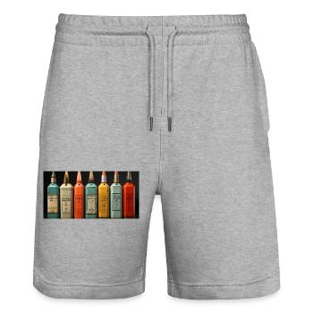 Vintage Blechosen - Stanley/Stella Unisex Bio Joggingshorts Trainer  - Grau meliert - Vorne - Nik (191cm) & Marisol (170cm)