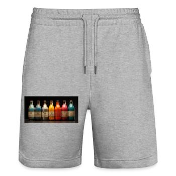 Vintage Farben - Stanley/Stella Unisex Bio Joggingshorts Trainer  - Grau meliert - Vorne - Nik (191cm) & Marisol (170cm)