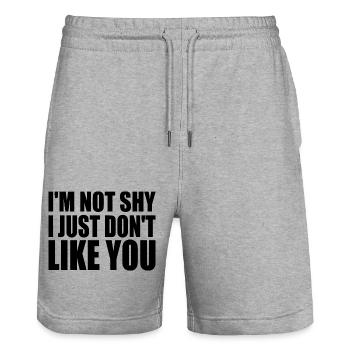 i'm not shy i just don't like you - Stanley/Stella Trainer Unisex Organic Jogging Shorts - heather grey - Front - Nik (191cm) & Marisol (170cm)