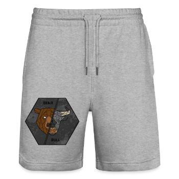 Bear Bull - Stanley/Stella Unisex Bio Joggingshorts Trainer  - Grau meliert - Vorne - Nik (191cm) & Marisol (170cm)