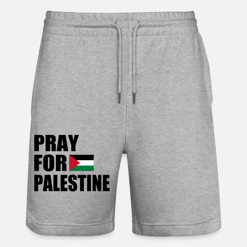 Pray for palestine - Short de jogging bio TRAINER Stanley/Stella unisexe - gris chiné