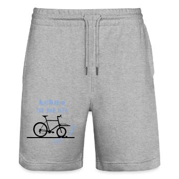 Cauchemar du vélo cargo, vélo cargo, vélo électrique - Short de jogging bio TRAINER Stanley/Stella unisexe - gris chiné - Devant - Nik (191cm) & Marisol (170cm)