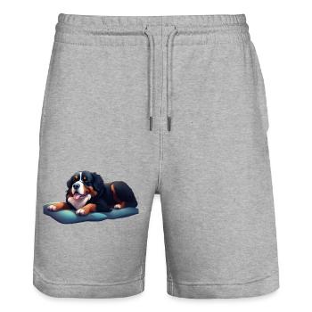St. Bernard motif simple - Stanley/Stella Trainer Unisex Organic Jogging Shorts - heather grey - Front - Nik (191cm) & Marisol (170cm)