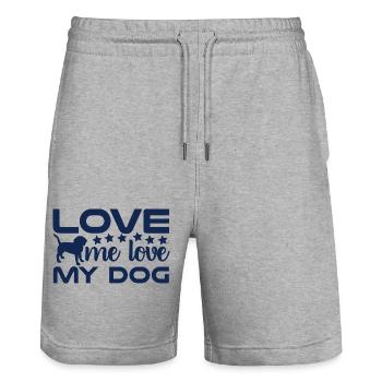 love me love my dog - Stanley/Stella Unisex Bio Joggingshorts Trainer  - Grau meliert - Vorne - Nik (191cm) & Marisol (170cm)