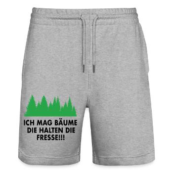 Wald Baum Spruch Förster - Stanley/Stella Unisex Bio Joggingshorts Trainer  - Grau meliert - Vorne - Nik (191cm) & Marisol (170cm)