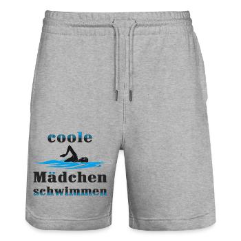 Coole Mädchen schwimmen - Stanley/Stella Unisex Bio Joggingshorts Trainer  - Grau meliert - Vorne - Nik (191cm) & Marisol (170cm)