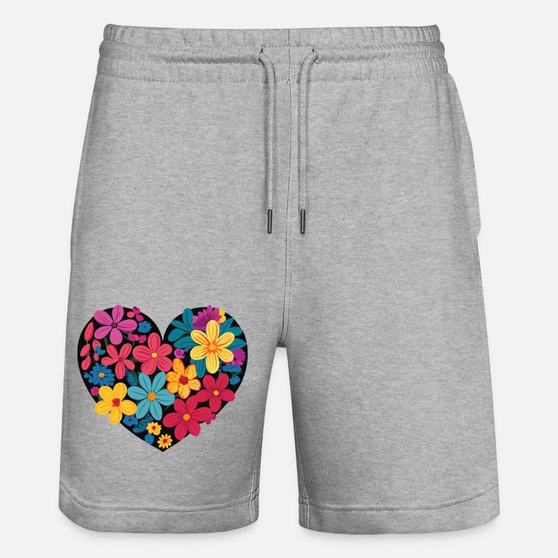 Amour - Fleurs - Cœur - Short de jogging bio TRAINER Stanley/Stella unisexe - gris chiné