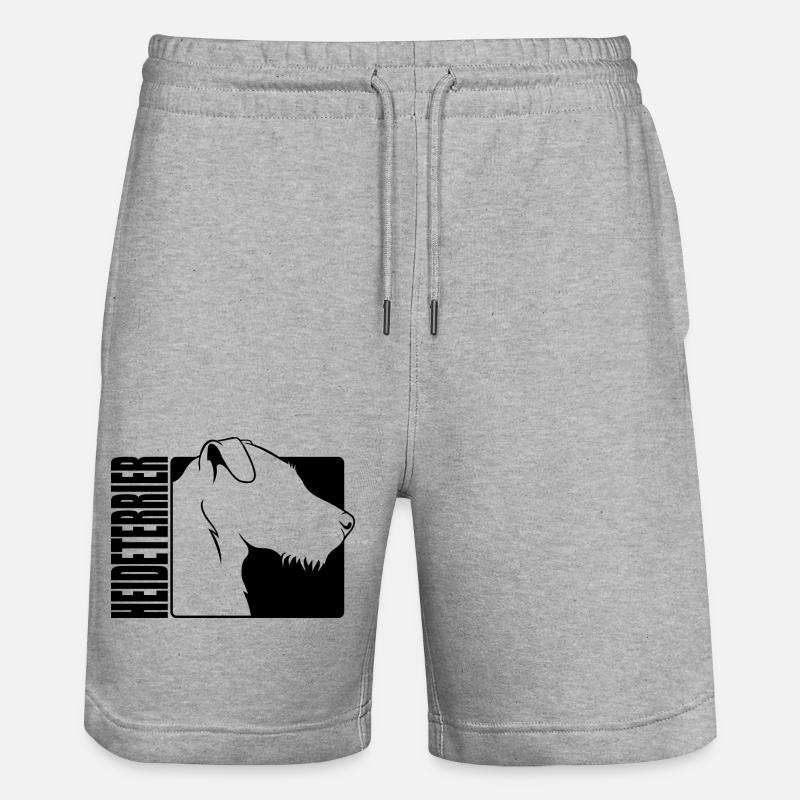 Heideterrier Profil Hunde Jagdhunde Wilsigns - Stanley/Stella Unisex Bio Joggingshorts Trainer - Grau meliert