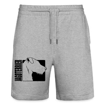 Deutscher Jagdterrier Profil Hunde Hund Wilsigns - Stanley/Stella Unisex Bio Joggingshorts Trainer  - Grau meliert - Vorne - Nik (191cm) & Marisol (170cm)