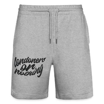 Londoners or nothing - Stanley/Stella Trainer Unisex Organic Jogging Shorts - heather grey - Front - Nik (191cm) & Marisol (170cm)